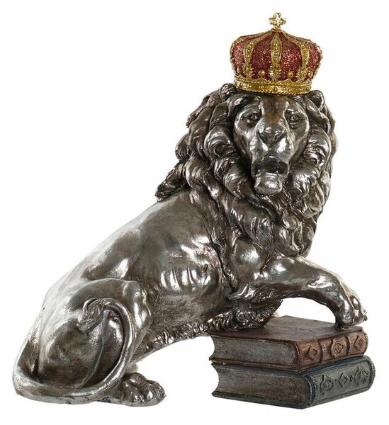 Decorative Figure DKD Home Decor Silver Lion Resin (42 x 25 x 45 cm)