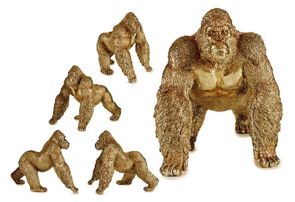 Decorative Figure Gorilla Golden Resin (30 x 35 x 44 cm)