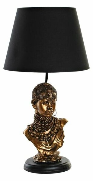 Desk lamp DKD Home Decor Black Golden Polyester Resin African Woman (31 x 31 x 58 cm)