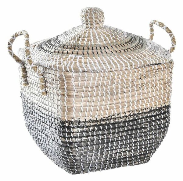 Decorative basket DKD Home Decor Grey Natural Seagrass Boho 45 x 35 x 43 cm