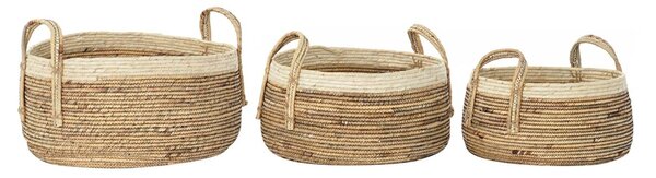 Basket set DKD Home Decor Tropical Natural Fibre Rushes (45 x 45 x 33 cm) (3 Pieces)