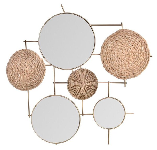 Wall Decoration DKD Home Decor Mirror Natural Metal Brown Copper Fibre (72 x 3,5 x 74 cm)