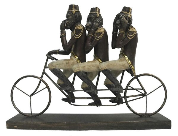 Decorative Figure DKD Home Decor Monkey Tricycle Black Golden Metal Resin Colonial (40 x 9 x 31 cm)