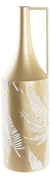 Vase DKD Home Decor Golden Metal Cream Tropical Leaf of a plant (21 x 21 x 71 cm)