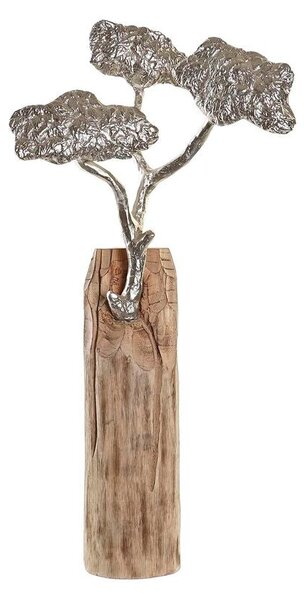 Decorative Figure DKD Home Decor Trunk Silver Tree Brown Aluminium Colonial Mango wood (26 x 11 x 51 cm)