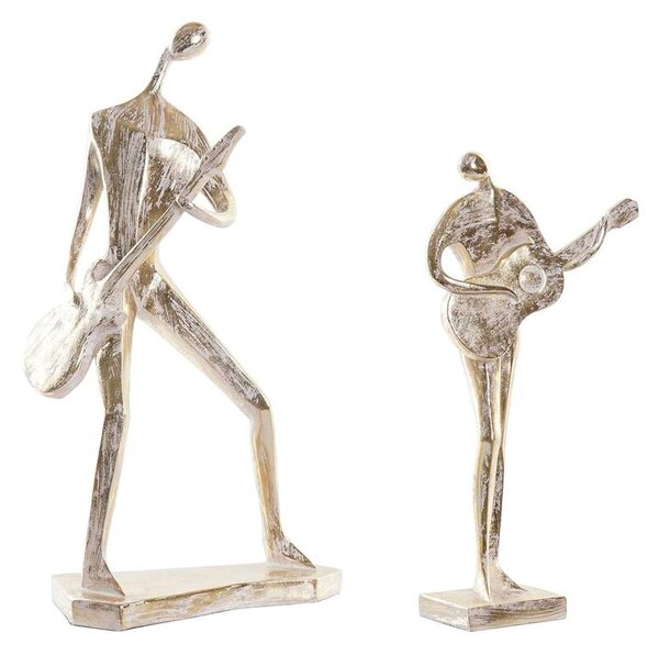 Decorative Figure DKD Home Decor 21 x 13 x 42 cm 17 x 7,5 x 33 cm Golden Music (2 Units)