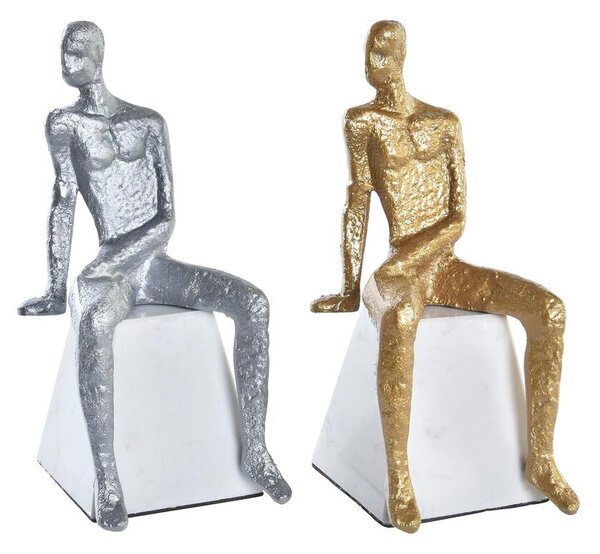 Decorative Figure DKD Home Decor 11 x 12 x 28 cm Silver Black White Men (2 Units)