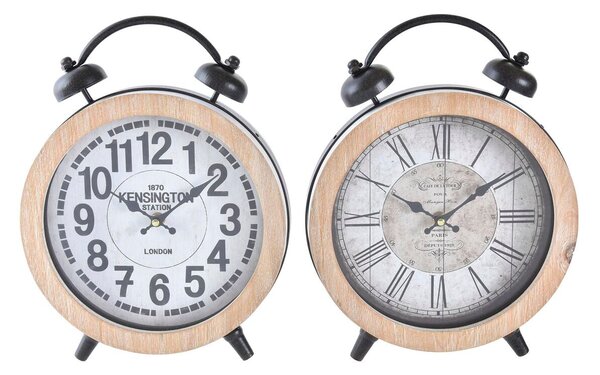 Table clock DKD Home Decor 25,8 x 8 x 32 cm Natural White Iron Traditional MDF Wood (2 Units)