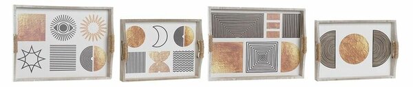 Set of trays DKD Home Decor White Black Golden MDF Wood 40 x 30 x 6 cm (2 Units) (12 Units)