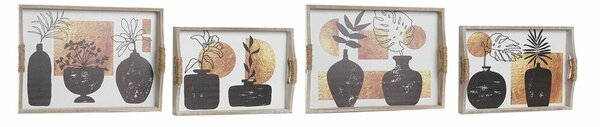 Set of trays DKD Home Decor White Black Golden MDF Wood Modern Vase 40 x 30 x 6 cm (2 Units) (12 Units)