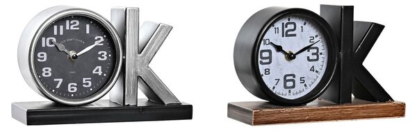 Table clock DKD Home Decor 23 x 8 x 15 cm Silver Black Iron (2 Units)