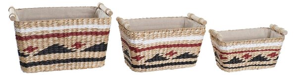 Basket set DKD Home Decor Polyester Colonial Fibre (39 x 27 x 24 cm)