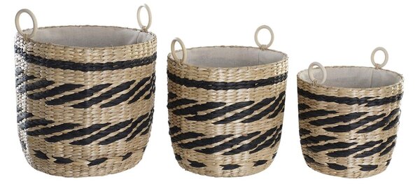 Basket set DKD Home Decor Polyester Colonial Fibre (38 x 38 x 36 cm)