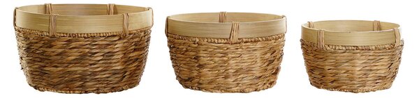 Basket set DKD Home Decor Bamboo Tropical Rushes (40 x 40 x 23 cm) (3 Pieces)