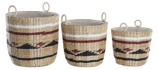 Basket set DKD Home Decor Polyester Colonial Fibre (38 x 38 x 36 cm)