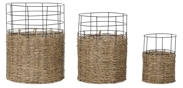 Basket set DKD Home Decor Metal Colonial Jute (35 x 35 x 45 cm)