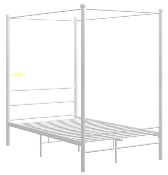 Canopy Bed Frame without Mattress White Metal 120x200 cm