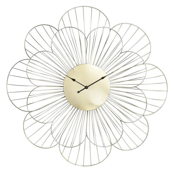 Wall Clock DKD Home Decor Flower Golden Metal (57 x 4 x 57 cm)