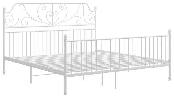 Bed Frame without Mattress White Metal 180x200 cm Super King