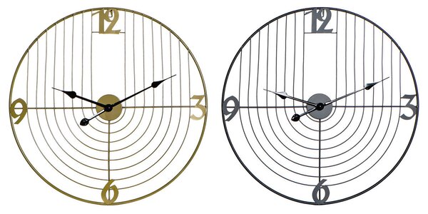 Wall Clock DKD Home Decor Black Golden Metal 60 x 3 x 60 cm Modern (2 Units)