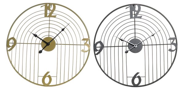 Wall Clock DKD Home Decor Black Golden Metal Modern 45 x 3 x 45 cm (2 Units)