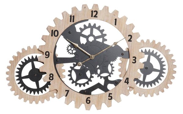 Wall Clock DKD Home Decor Black Natural MDF Wood Gears 70 x 4 x 45 cm