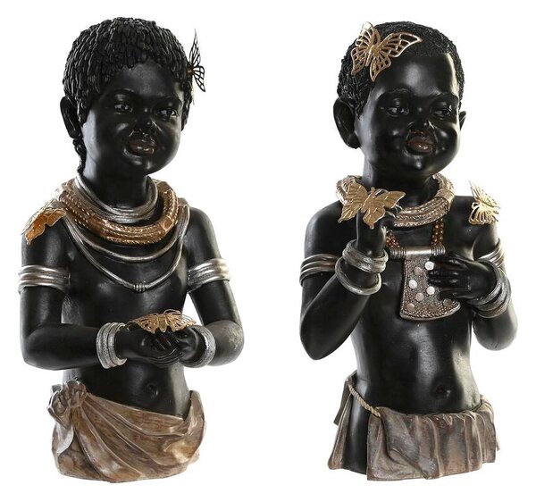 Decorative Figure DKD Home Decor 20,5 x 18 x 35 cm Black Colonial African Woman (2 Units)