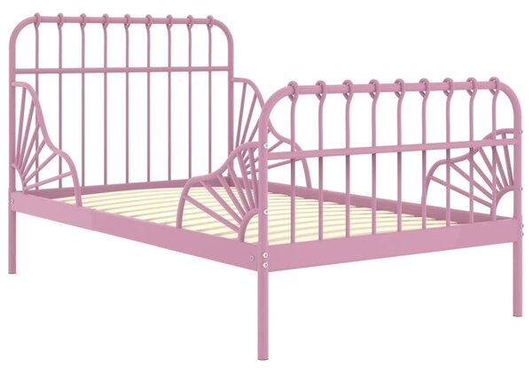 Extendable Bed Frame without Mattress Pink Metal 80x130/200 cm