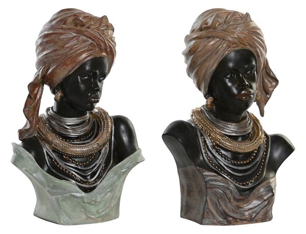 Decorative Figure DKD Home Decor 26 x 17 x 40 cm Black Beige Colonial African Woman (2 Units)