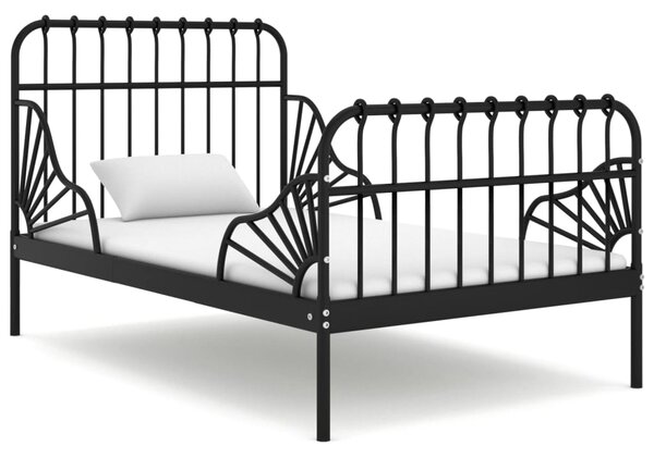 Extendable Bed Frame Black Metal 80x130/200 cm