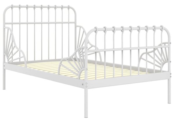 Extendable Bed Frame without Mattress White Metal 80x130/200 cm