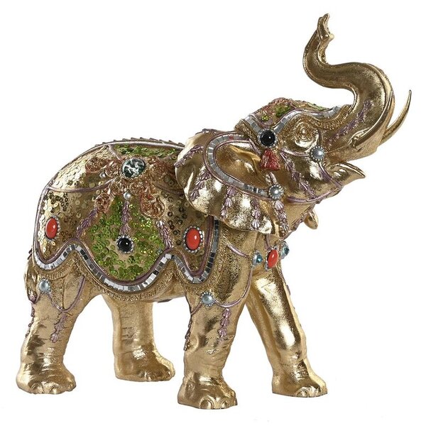 Decorative Figure DKD Home Decor 33 x 15,5 x 31 cm Elephant Golden Colonial