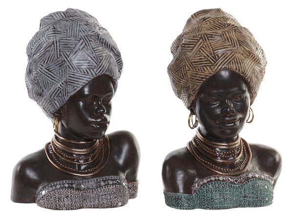 Decorative Figure DKD Home Decor Golden Silver Colonial African Woman 24 x 18 x 36 cm (2 Units) (2 Pieces)