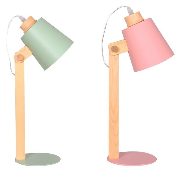 Desk lamp DKD Home Decor Green Pink Natural Wood Metal 50 W 220 V 18 x 20 x 45 cm 15 x 20 x 50 cm (2 Units)