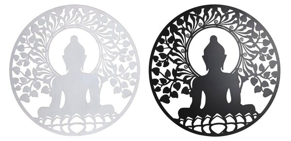 Wall Decoration DKD Home Decor 98 x 1 x 98 cm 100 x 1 x 100 cm Black Buddha White Oriental (2 Units)