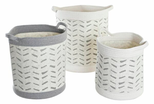 Basket set DKD Home Decor Grey Cotton (3 Pieces) (35 x 35 x 40 cm)