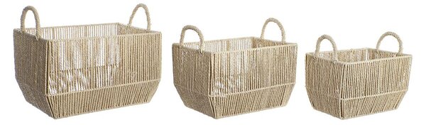 Basket set DKD Home Decor Metal Natural Fibre (40 x 30 x 25 cm)