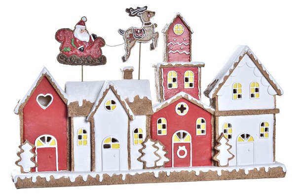 Christmas bauble DKD Home Decor House White Red Resin 41 x 7,5 x 27 cm