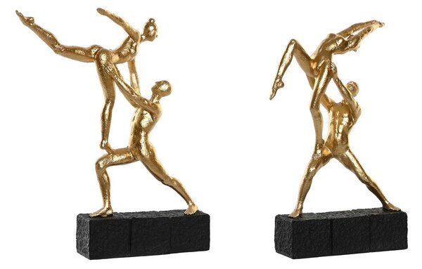 Decorative Figure DKD Home Decor 21 x 5,5 x 25,5 cm Black Golden Gymnast (2 Units)