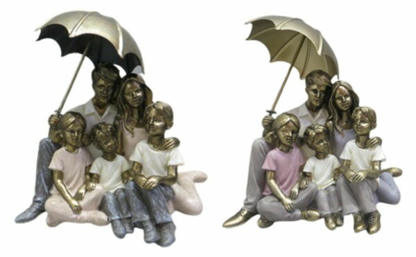 Decorative Figure DKD Home Decor 15,5 x 12 x 12,5 cm 15,5 x 12 x 16 cm Multicolour Family (2 Units)