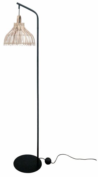 Floor Lamp DKD Home Decor Black Metal Brown Rattan (40 x 40 x 160 cm)