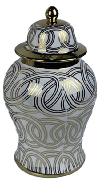 Vase DKD Home Decor Porcelain Golden White Oriental (17 x 17 x 31 cm)