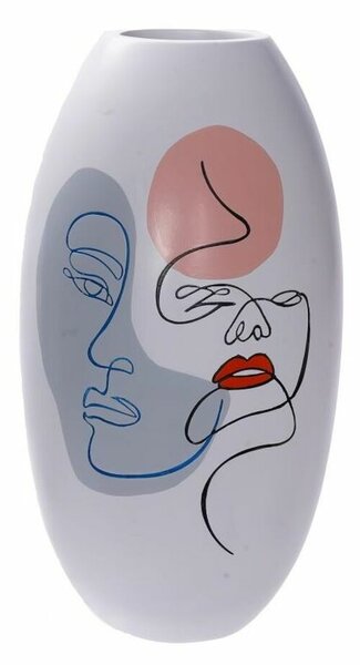 Vase DKD Home Decor Face White Resin Multicolour (20,5 x 20,5 x 38 cm)