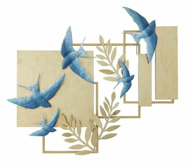 Wall Decoration DKD Home Decor Blue Golden Metal Bird Glamour (84,5 x 8,3 x 72,4 cm)