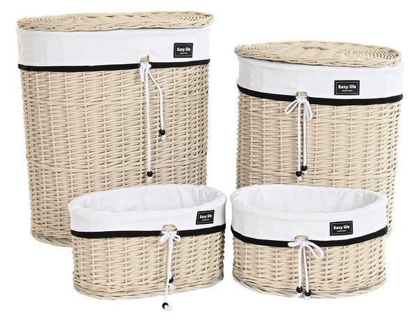 Set of Baskets DKD Home Decor White Beige wicker 51 x 38 x 58 cm