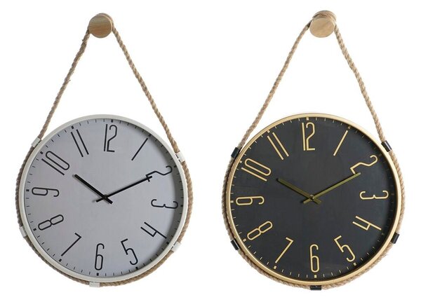 Wall Clock DKD Home Decor 40 x 4,5 x 55 cm Rope Iron (2 Units)