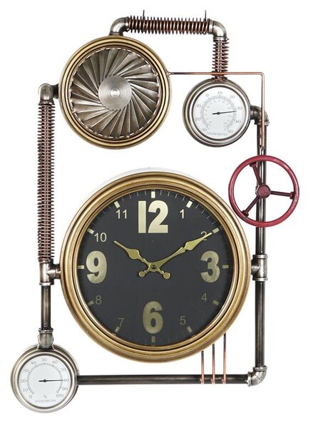 Wall Clock DKD Home Decor Valves Crystal Golden Iron (50,5 x 12 x 73 cm)