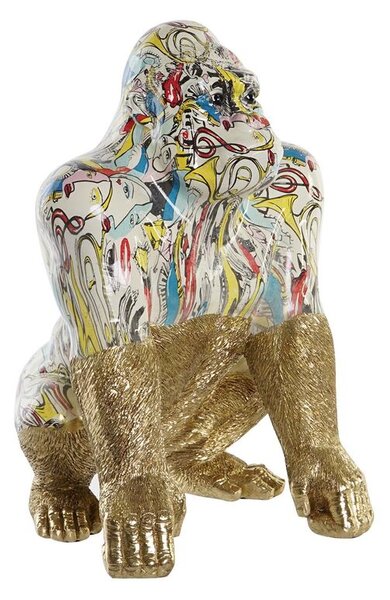 Decorative Figure DKD Home Decor 28,5 x 26,5 x 41 cm Golden Multicolour Gorilla