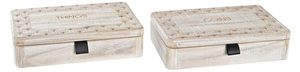 Decorative box DKD Home Decor Natural MDF Wood 28 x 18 x 6,5 cm (2 Units)