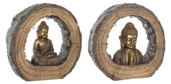 Decorative Figure DKD Home Decor 40 x 13 x 40 cm Golden Brown Buddha Oriental (2 Units)